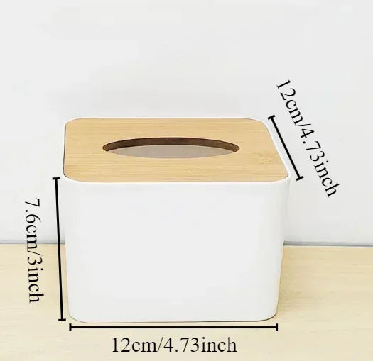 1PC Plastic Tissue Box Wooden Lid Round/Square Napkin Holder Container Wet Tissue Paper Dispenser Case Modern Home Car Organizer