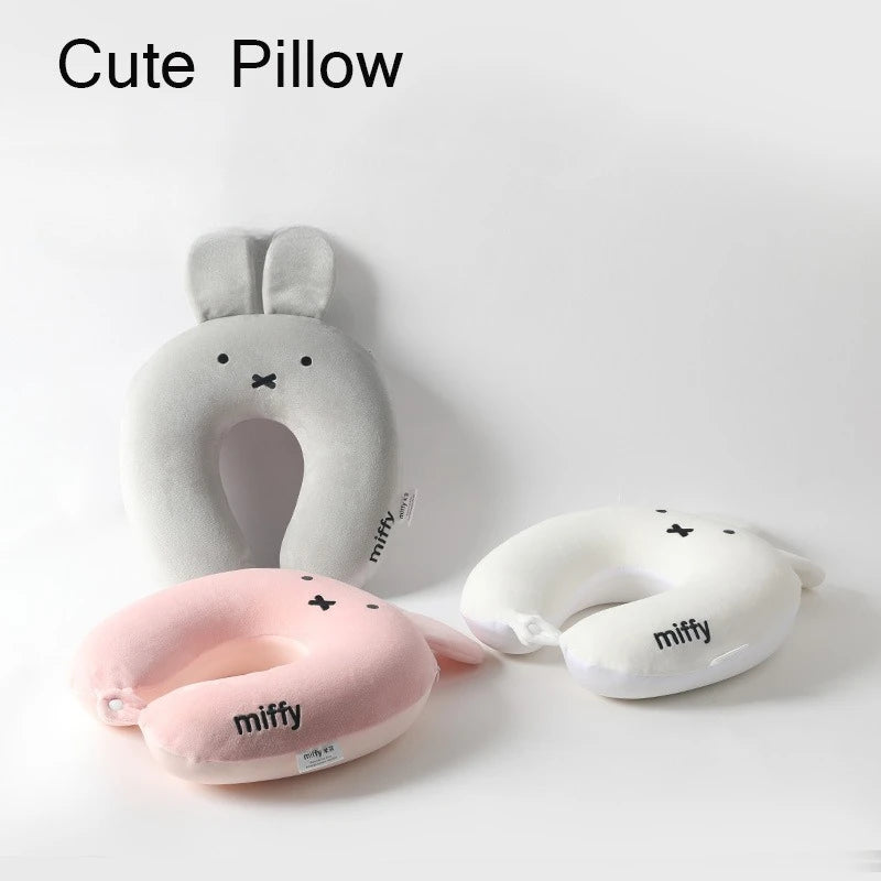 Cute Hot Anime Miffy Rabbit Ears Cartoon Memory Cotton Neck Pillow Four Hump Neck Pillow Comfort U-pillow Travel Car Plane Miffy