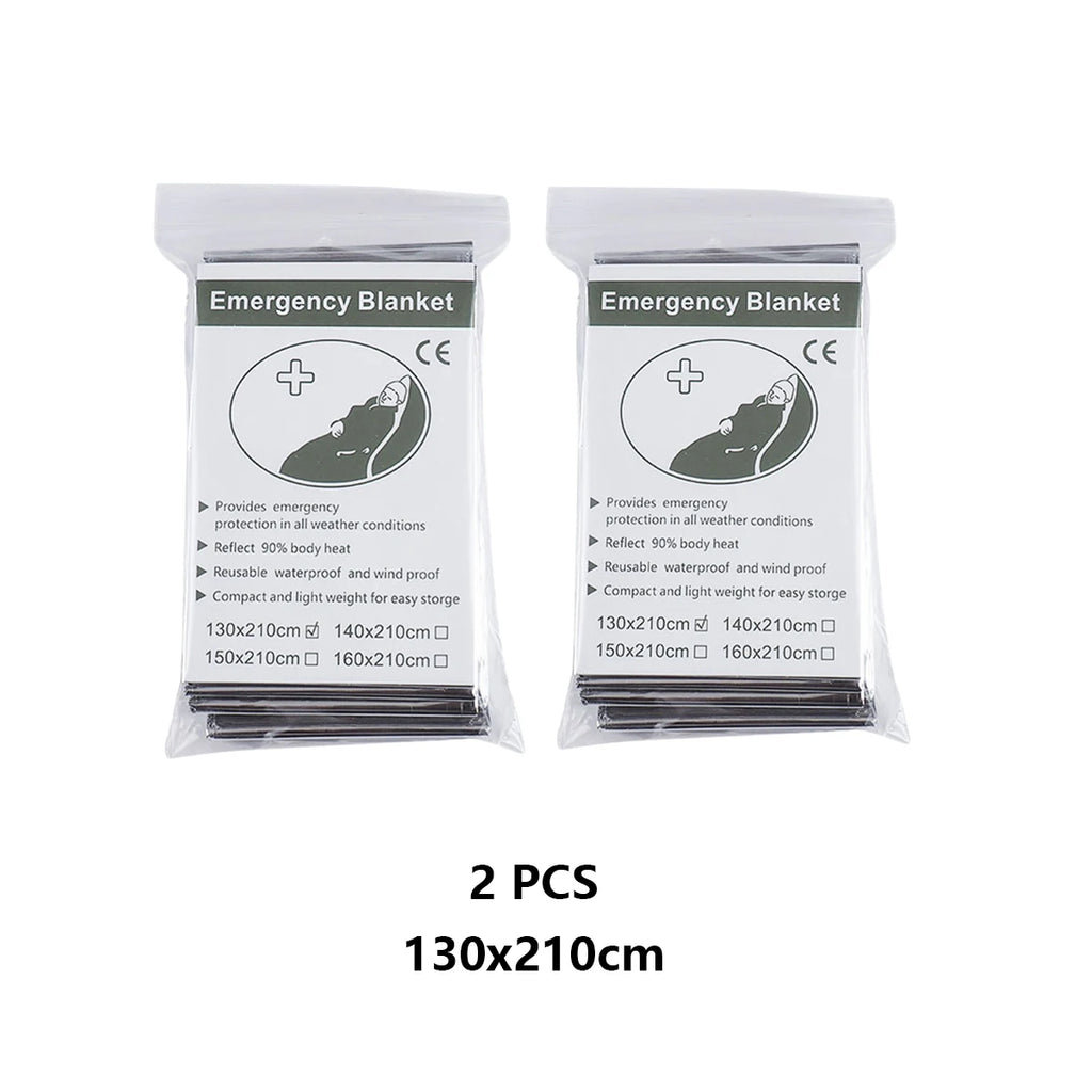 1-3PCS Emergency Blanket Outdoor Survival First Aid Kit Windproof Insulation Lifesaving PET Foil Thermal Military Rescue Blanket