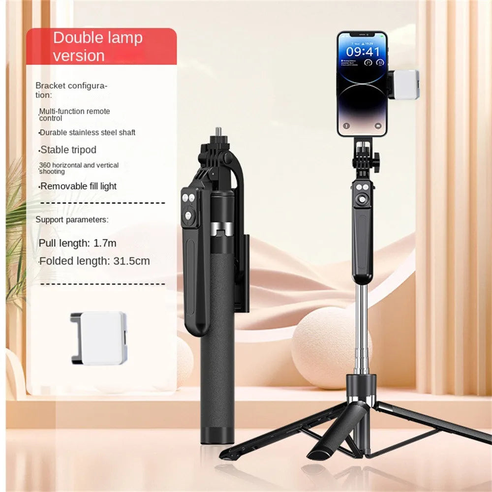 MEUYAG 170cm 360° Rotation Selfie Stick with Wireless Bluetooth Extended Tripod with Remote Shutter for Smartphone Android iOS