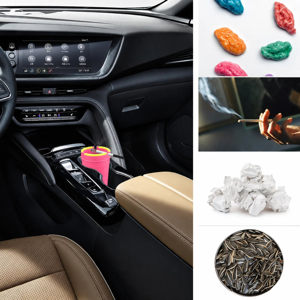 Universal Car Ashtray with Lid Large Capacity Smokeless Smell Proof Cup Holder Auto Ash Tray Glow in the Dark Interior Accessory
