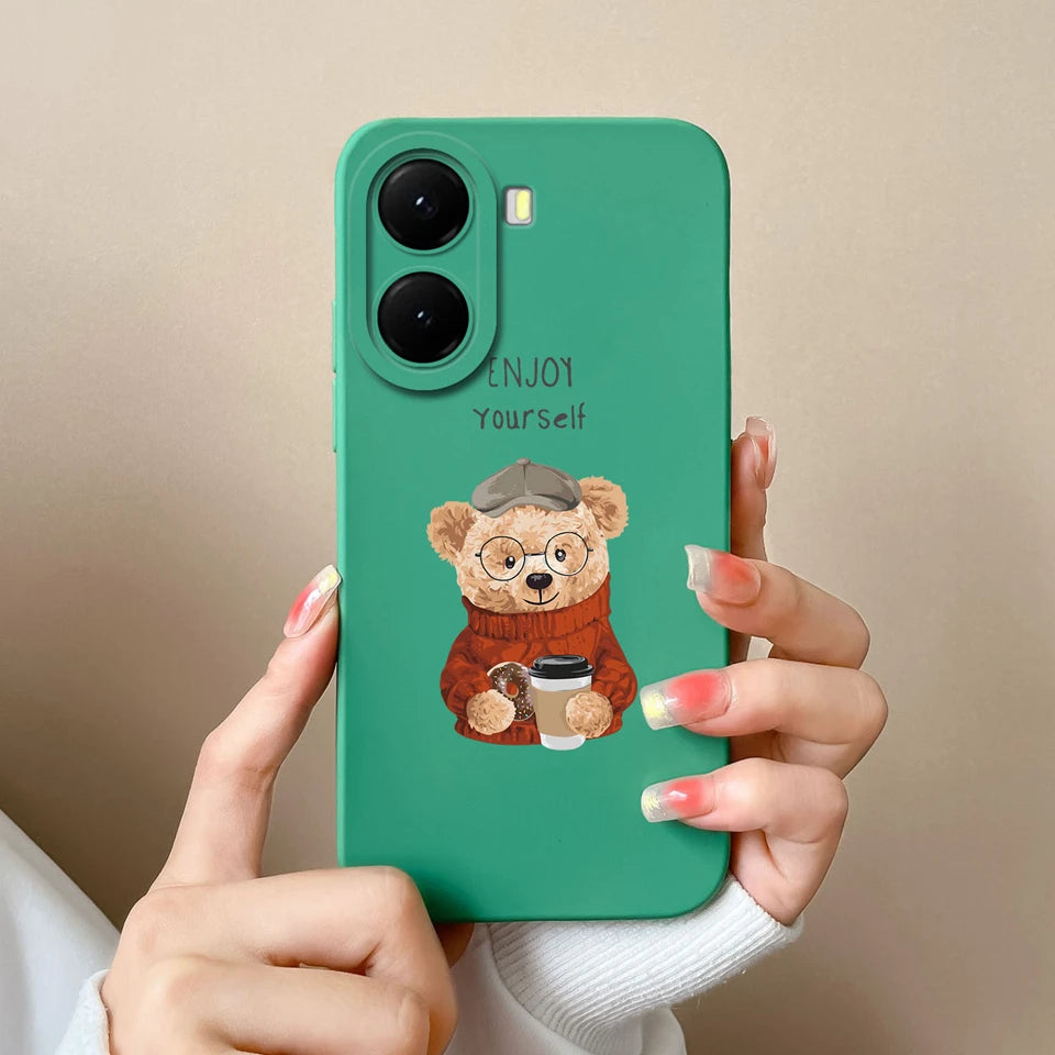 For Xiaomi Poco X7 Pro Case Lovely Bear Love Heart Shockproof Anti-fall Antifouling Luxury Shell For xiaomi poco x7 pro Coque