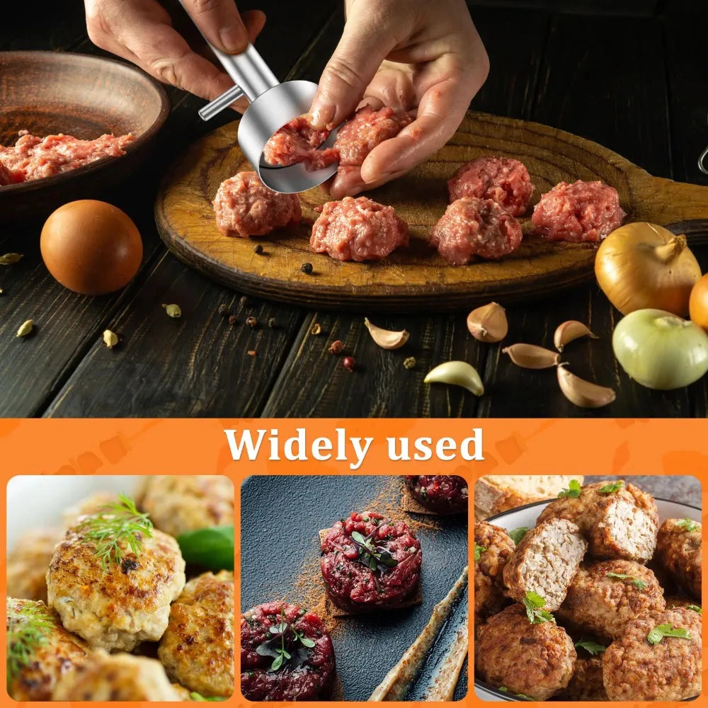 1Pcs Stainless Steel Falafel Scoop Meatball Maker Durable Kitchen Tool Spring Design Nonstick Falafel Mold for Cooking Gadgets