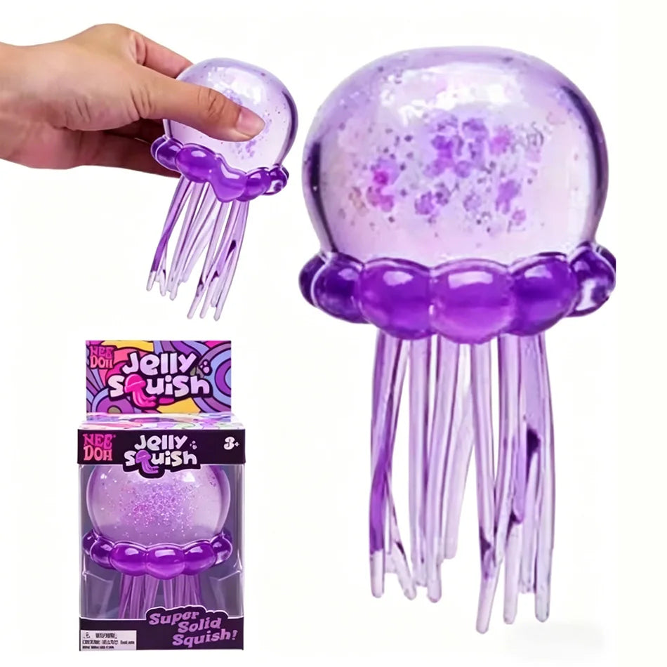 Safe & Odorless Jellyfish Squishy Toy, Soft Transparent Squeeze Fidget Toy, Stress Relief Sensory ToyS for Kids Adults Gifts