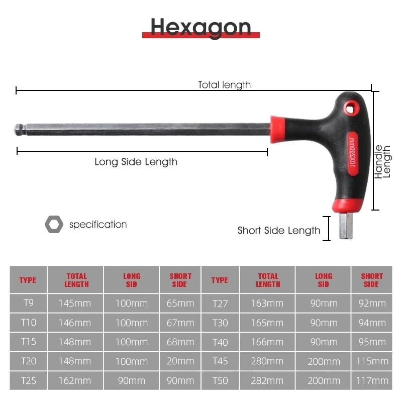 10PCS T-Handle Hex Key Allen Wrench Tool Set Star T-Handle torx Key Set with Convenient Storage Stand Spanner Screwdriver Tool
