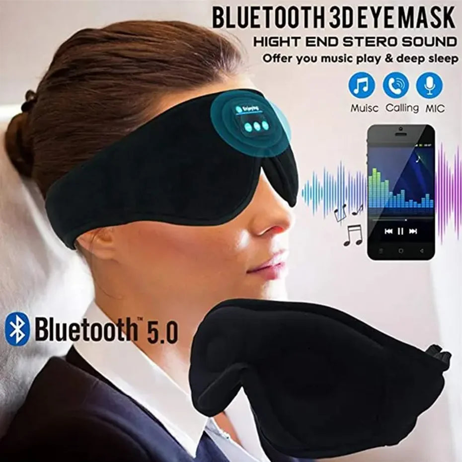 Bluetooth Sleeping Headphones Noise Cancelling3D Eye Mask Wireless Air Travel Headbands Soft Elastic Comfortable Music Earphones