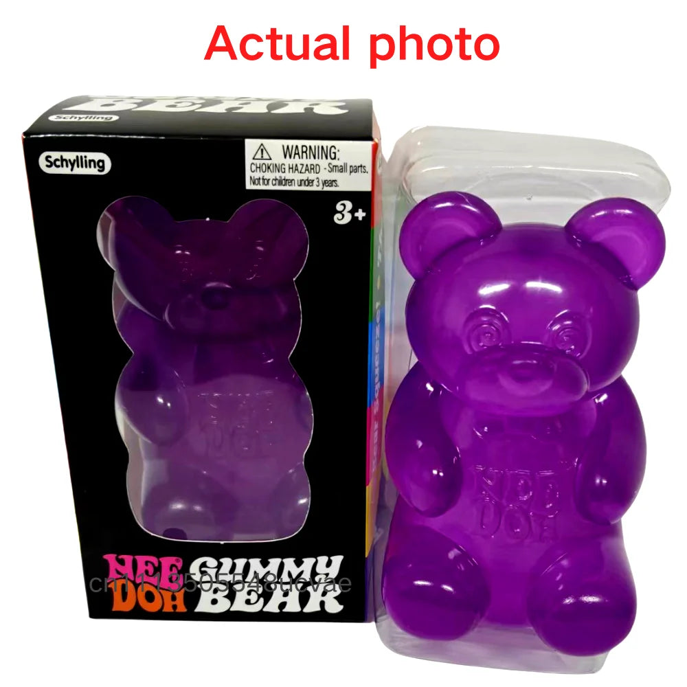 8cm NeeDoh Cute Gummy Bear Sensory Squeeze Toy with Jelly-like Filling Slow Rebound Stress Relief Toy To Alleviate Anxiety**