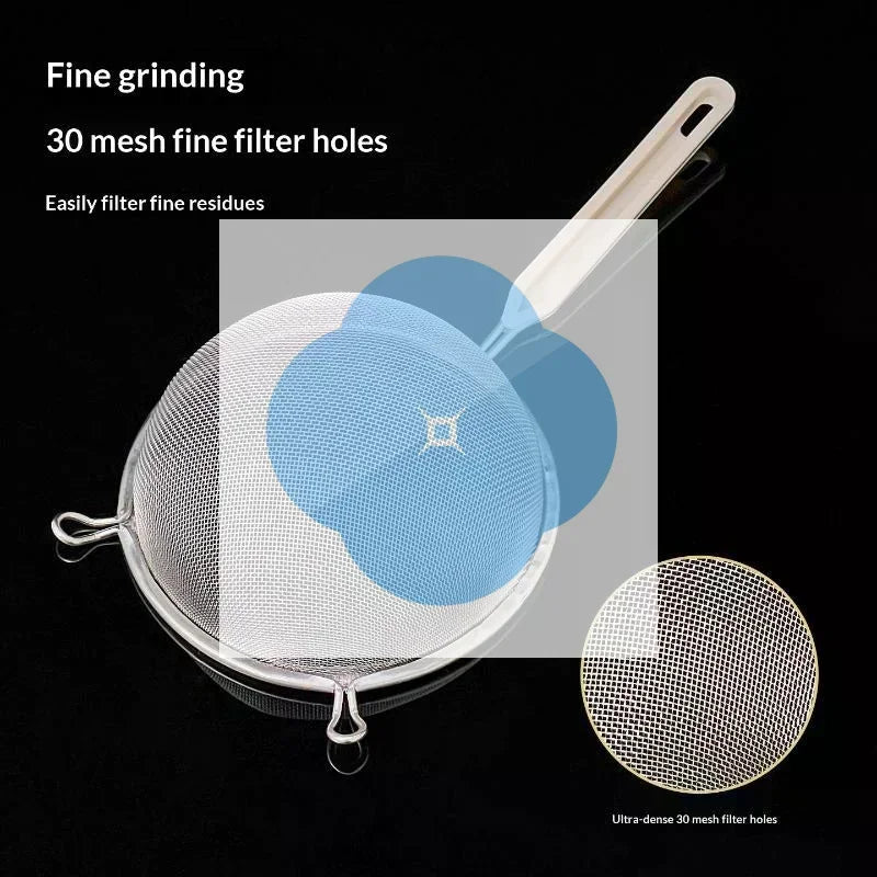 Durable 304 Stainless Steel Residue Filter With Plastic Handle Fine Mesh Strainer Flour Sieve Oil Skimmer Spoon Kitchen Utensils