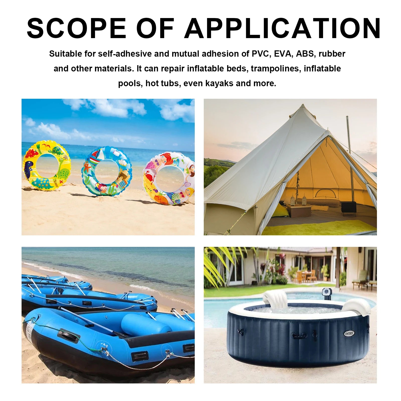50ML Vinyl Repair Kit Self-adhesive Patch Strong Adhesion Waterproof Leakproof Crack Remove for Inflatable Floats & Water Toys