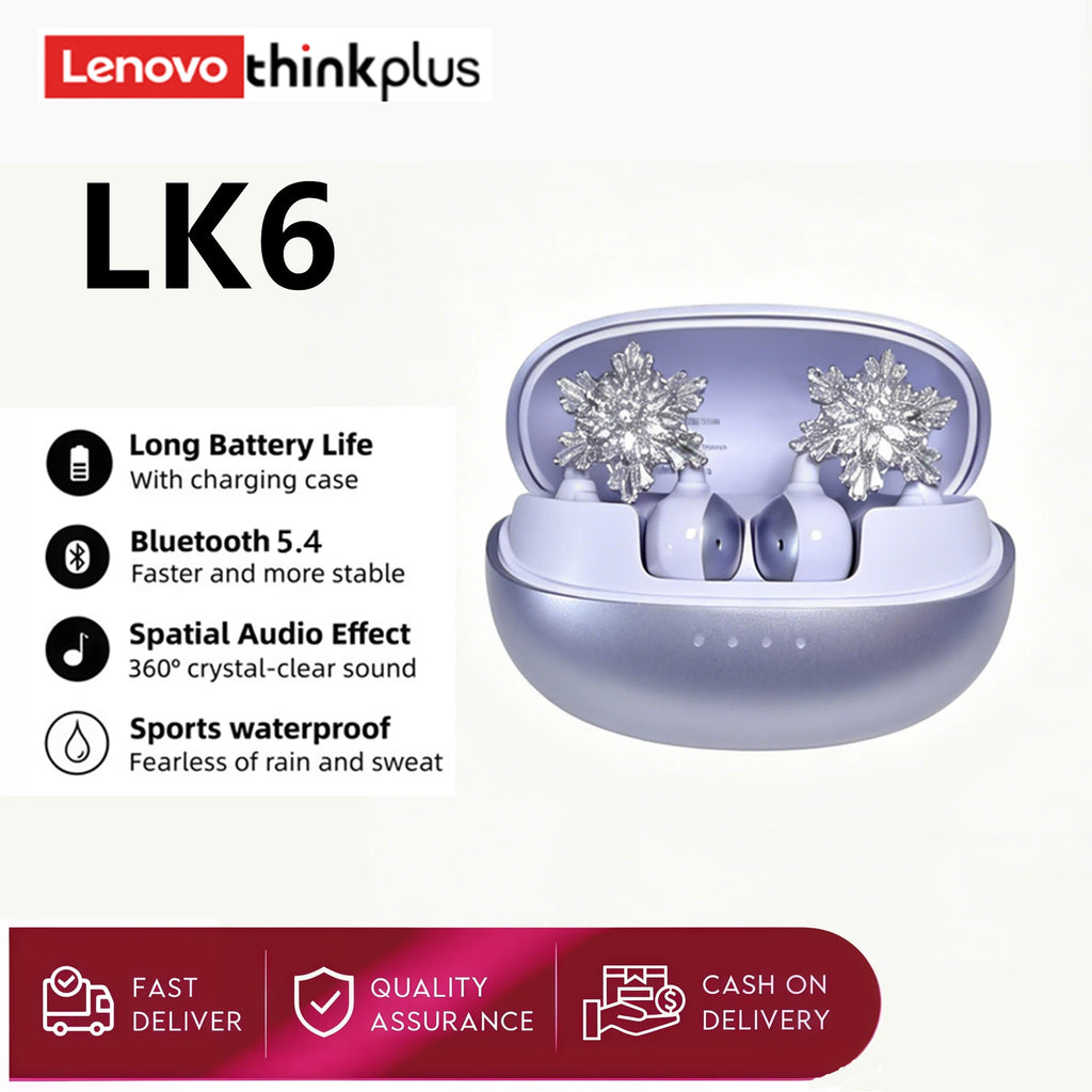 Original Lenovo LK6 Wireless Bluetooth Sports Earphones Ear Clip HD Stereo Headsets HIFI Music Noise Reduction Gaming Earbuds