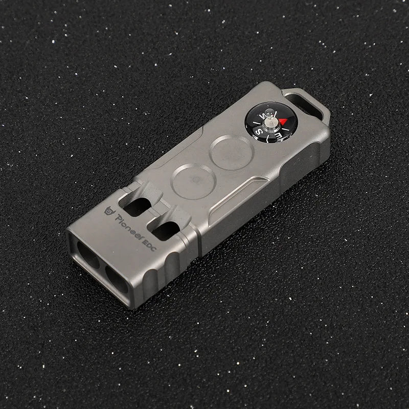 EDC Titanium Alloy Compass Double-tube Whistle High Frequency Pet Training Whistle EDC Portable Boutique Outdoor Camping Tools