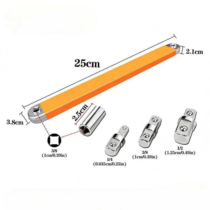 Compact Offset Extension Wrench Dual Purpose Adapter Chrome Vanadium Steel Hand Tool for Impact Socket Ratchet Car Repair