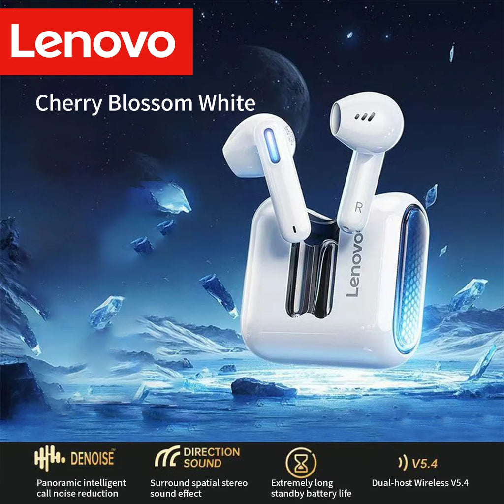 Lenovo EA189 Bluetooth 5.4 Wireless Earbuds LED Transparent Charging Case HiFi Stereo Sports Headphones Noise Reduction Headset