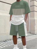 2026 Summer New Men's Short-Sleeved Set with 3D Letter Pattern Print for Street Casual Fashion Comfortable and Soft