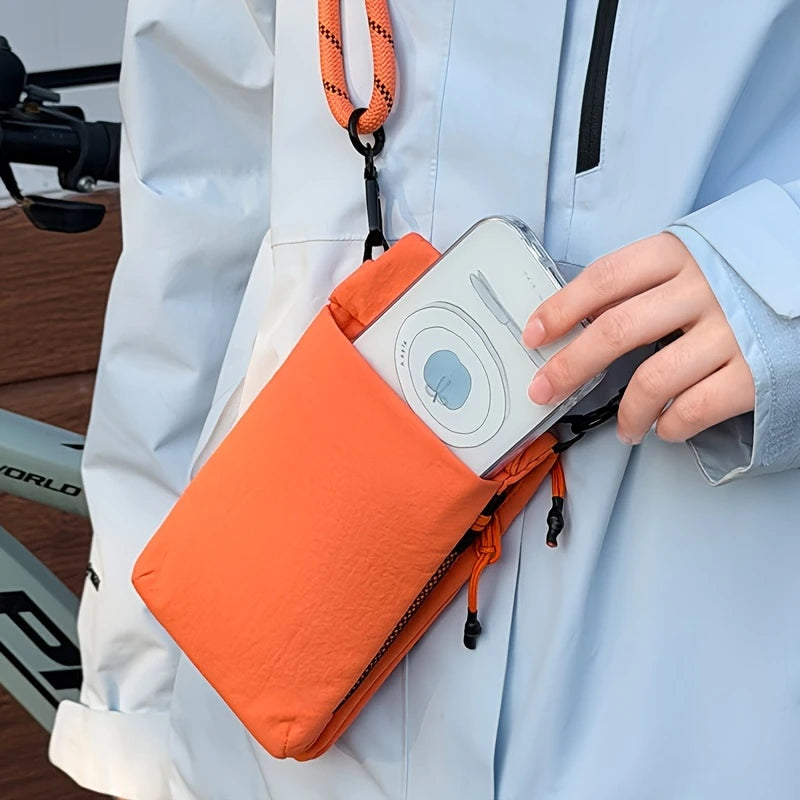 Crossbody Phone Bag Nylon Vertical Shoulder Pouch with Zipper Pocket Passport Wallet Travel Daily Storage Purse for Small Items