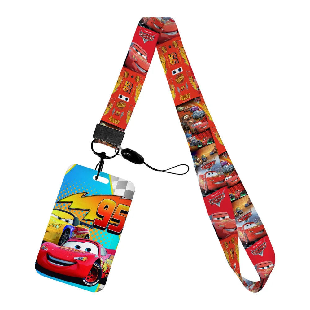 Cars Disney Movie Lightning McQueen New Arrvial Cute Cartoon Badge Holder ID Card Bus Card Holder Lanyard for Accessories Gifts