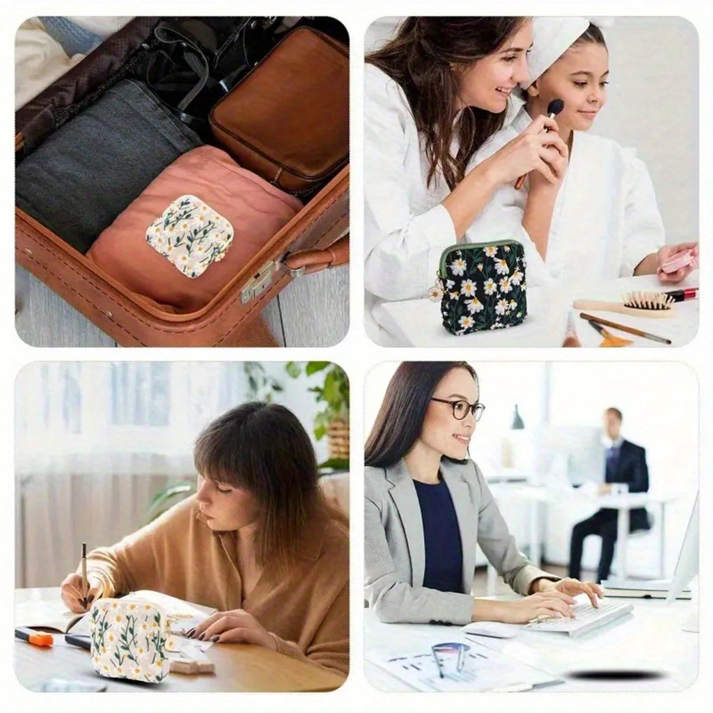 Ladies' Hand-Held Bag, Sanitary Napkin Storage Bag, Menstrual Pouch, Large Capacity, Portable and Cute Coin Purse, One Set