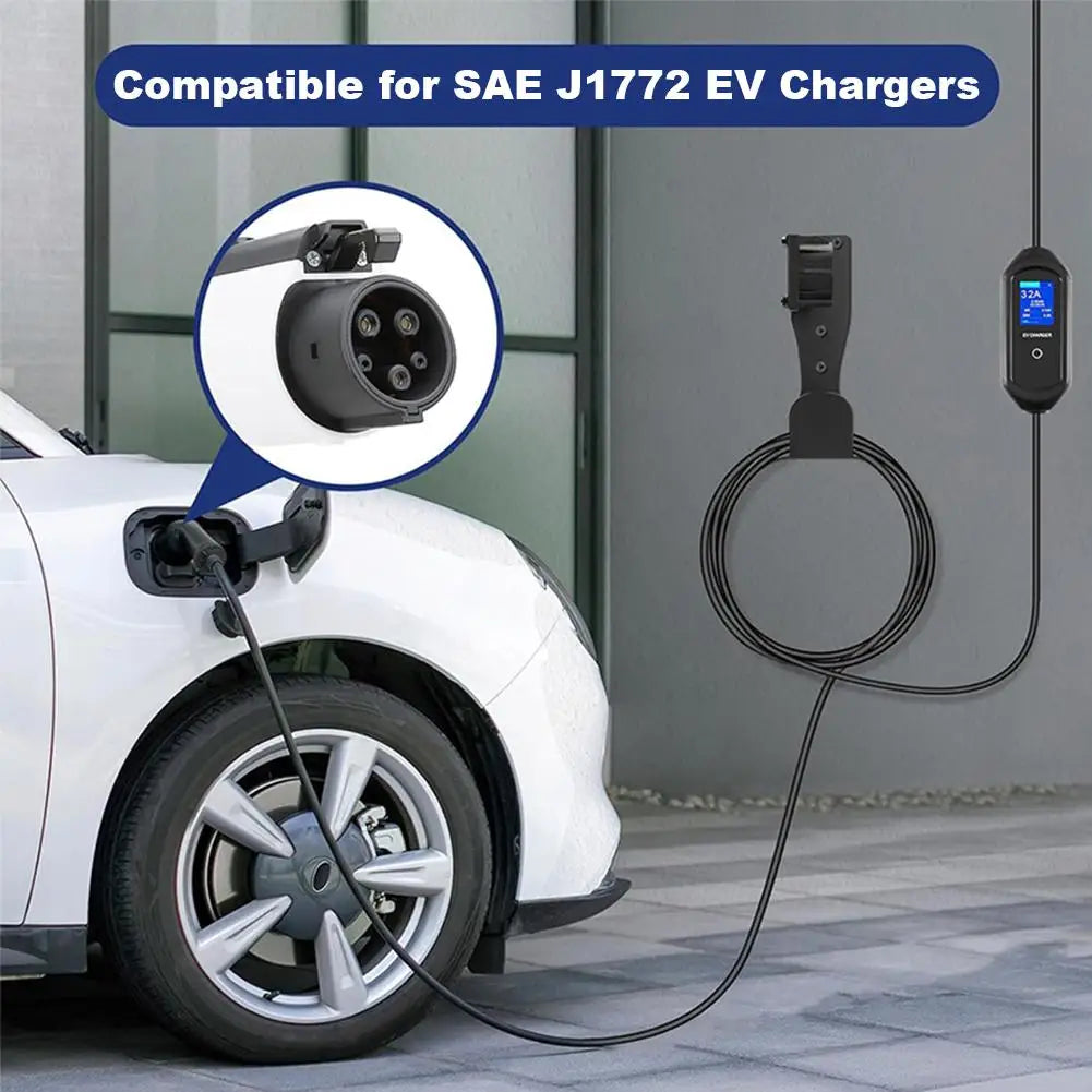 Charger Holder Wall Mount Stainless Steel Electric Vehicle Charging Cable Organizer With Connector Base U-Hook Duty Cord Dock