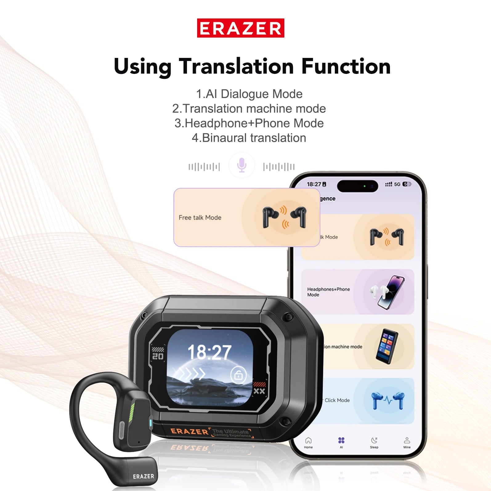 [AI Translator Earbuds]Erazer XP6 Wireless Headphones Gaming Headset Bluetooth Earphones Waterproof Powerful Sound Earbuds