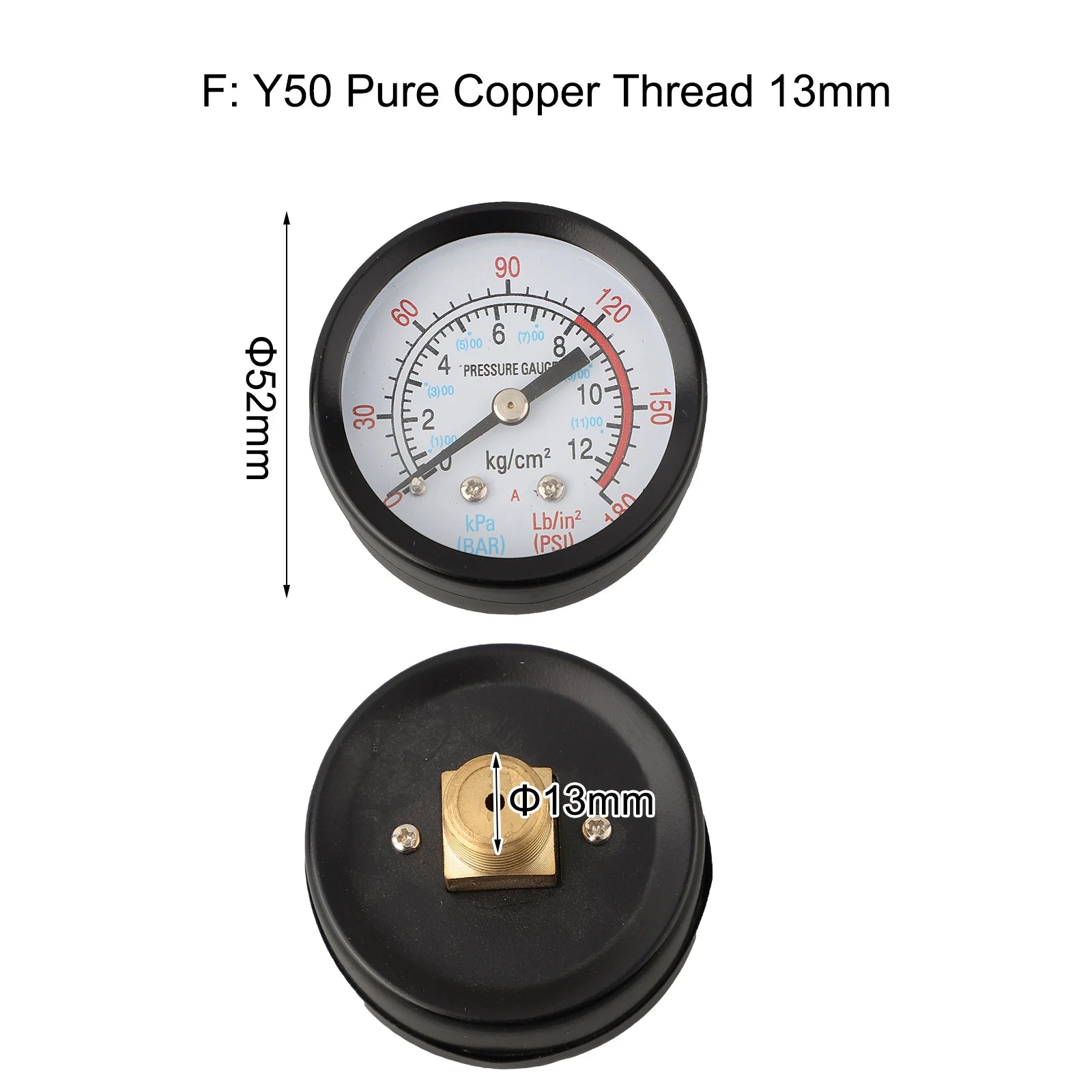 1pc Y40/Y50 Pressure Gauge 0-180PSI GasWater Fuel Liquids Meter Pressure Gauge Accurate Pressure Monitoring For Air Compressor