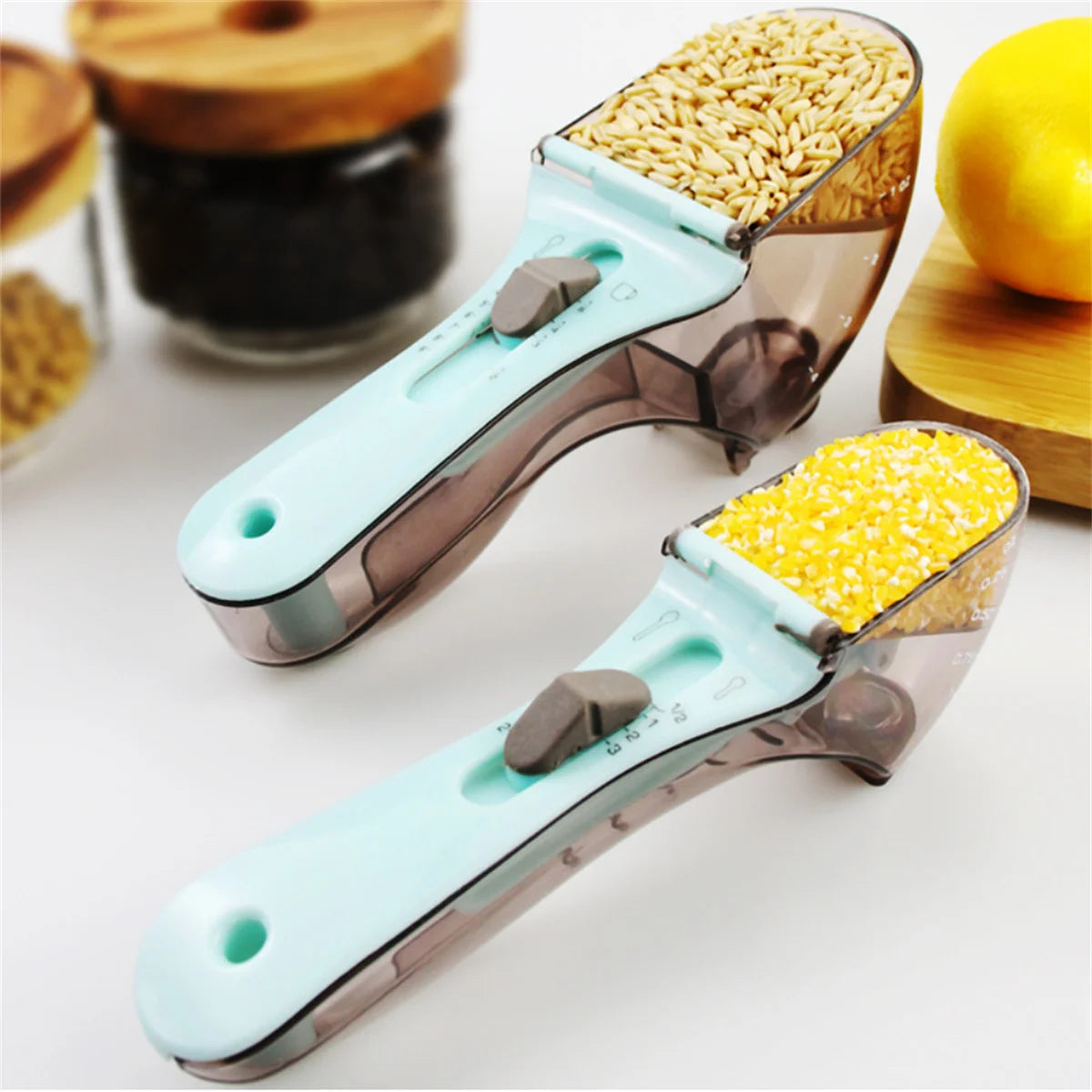 Adjustable measuring spoon baking plastic measuring spoon kitchen tool plastic scale measuring spoon adjustable measuring spoon