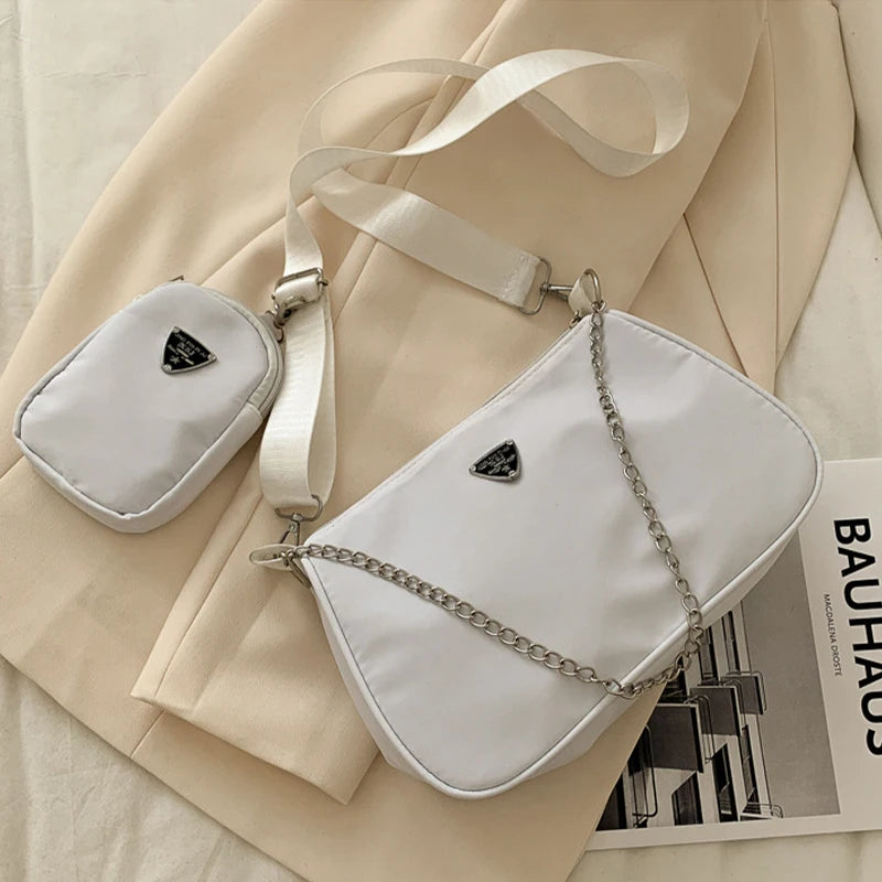 Lightweight Causal Handbag Set Crossbody Bag Nylon Shoulder Bag Handbag 2 in 1 Sling Bag Trend Hand Bag For Women