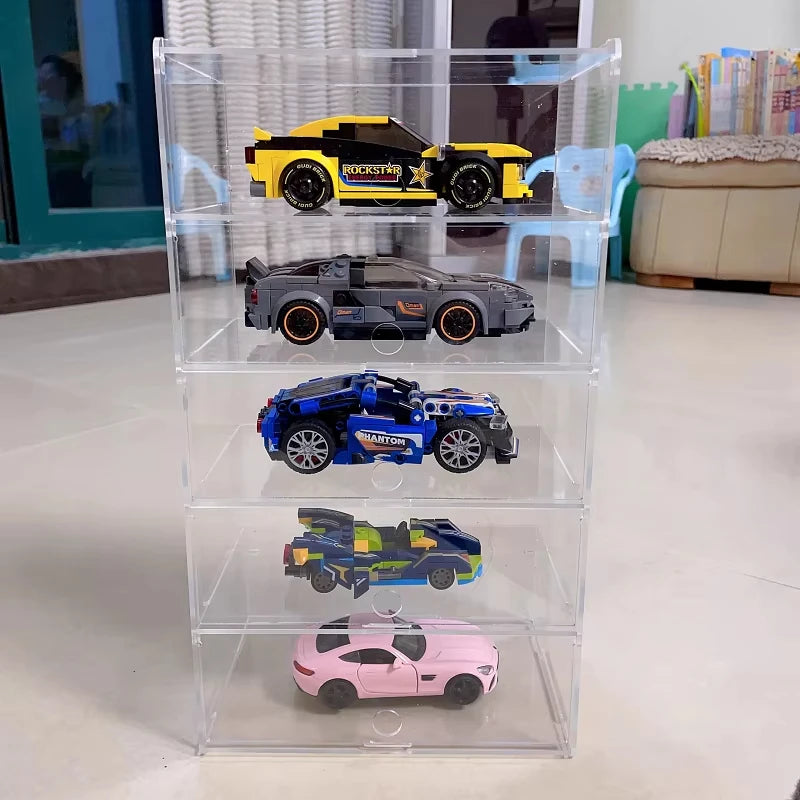 Fully Transparent Acrylic Car Model Display Case 2-6 Layer Storage Box With Door Hot Wheels Acrylic Cabinet For 1/32 Racing Car