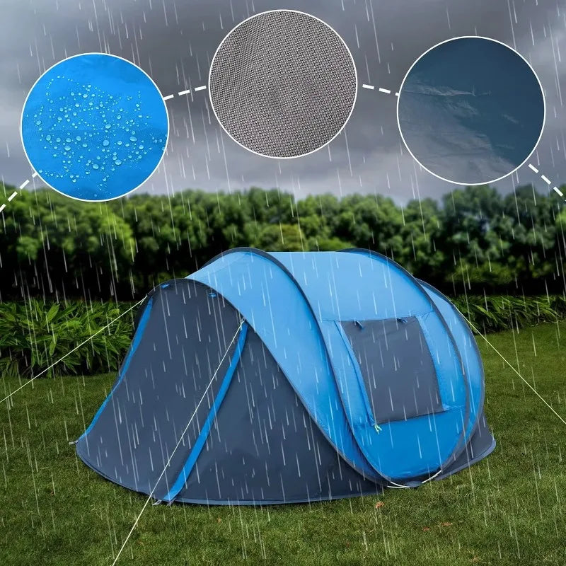 Multi-Person Easy Pop-Up Tent for Big Families Portable One Bedroom Structure for Outdoor Camping for 2/3/4/5/6 People