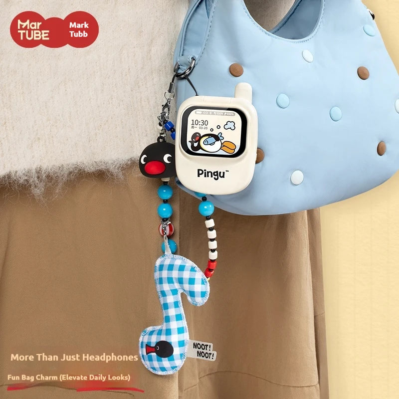 New Pingu Bluetooth Screen Headphones Custom Screen Dual Modes for Gaming and Music Bluetooth 6.0 Cute Phone Shape