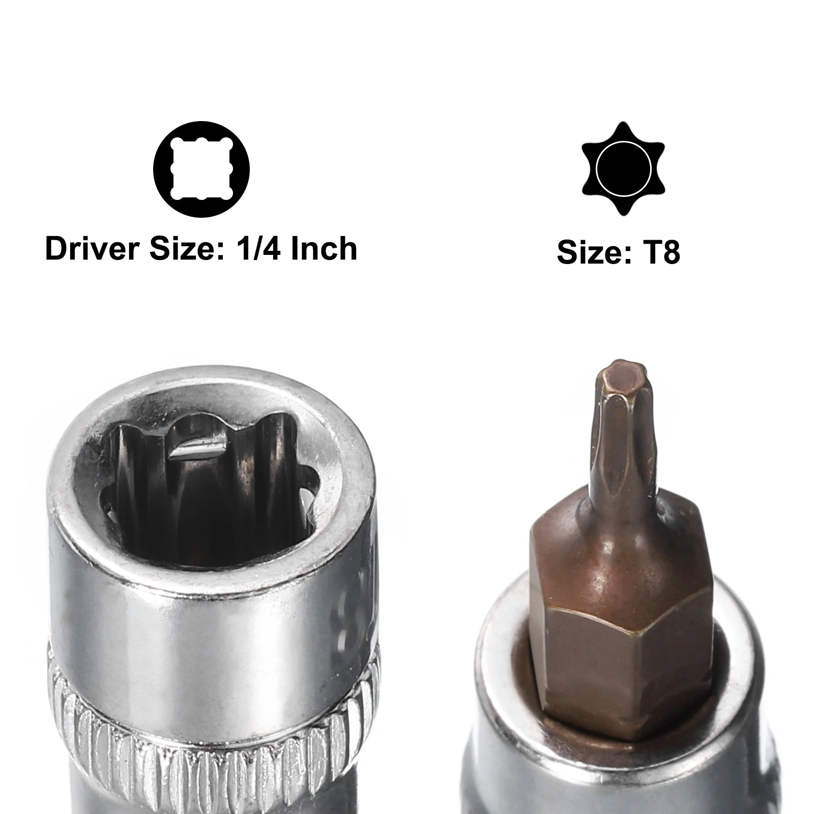 2/3/4/5pcs T8 T20 T25 T27 T30 T40 T50 Torx Bit Socket 1/4" 3/8" Drive S2 Steel Bits CR-V Sockets 38/48mm Length Use with Ratchet