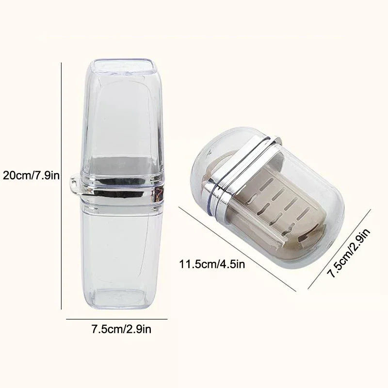2pcs/Set Portable Soap Holder Toothbrush Case Durable Plastic Travel Essentials Toiletry Set Easy-Clean Gym Bathroom Accessories