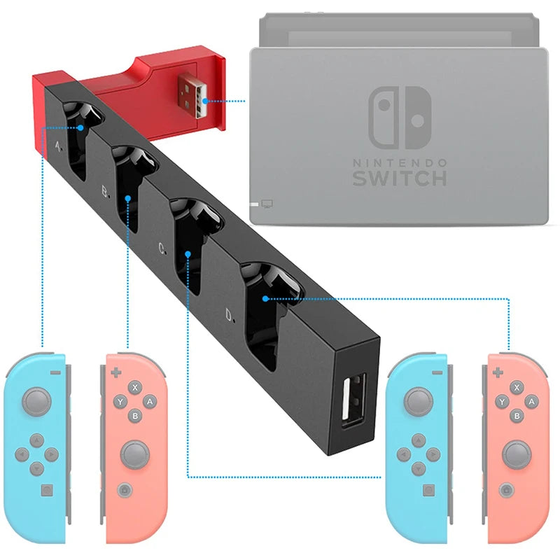 NEW COLOR for Nintendo Switch oled JoyCon 4 in 1 Charger Controller Dock Station Holder for Nintendo Switch Joy-Con Charging