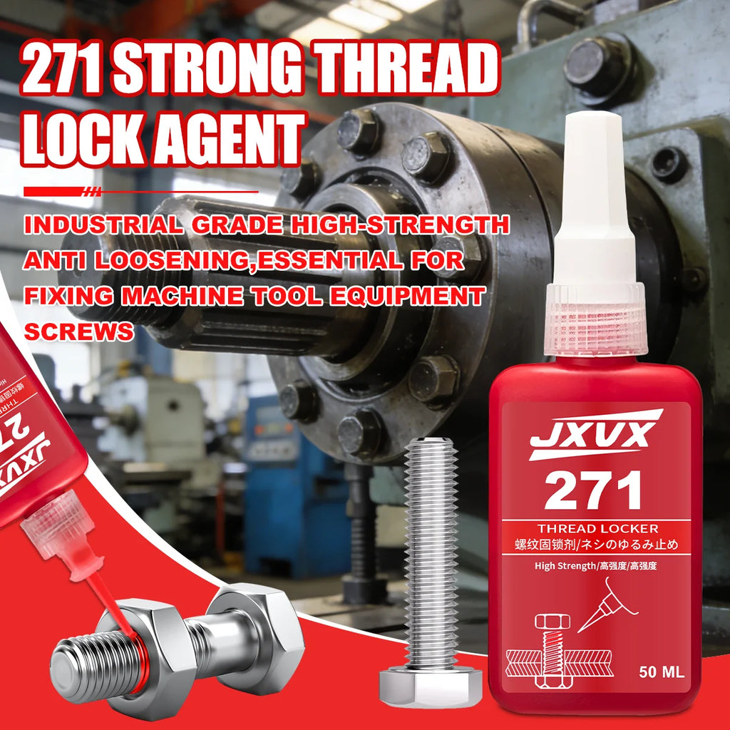 Jxvx 100% High Strength Red Adhesive for Fixing Screws, 50ml Anaerobic Glue, Anti-Loose Screw Glue, Fast Curing Thread Fixing Adhesive for Screw, Widely Used
