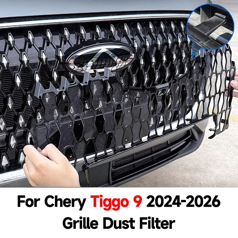 For Chery Tiggo 9 8L 2024-2026 Car Grille Insect Screen Snap-on Installation Detachable Design Easy Remove and Clean Auto Part