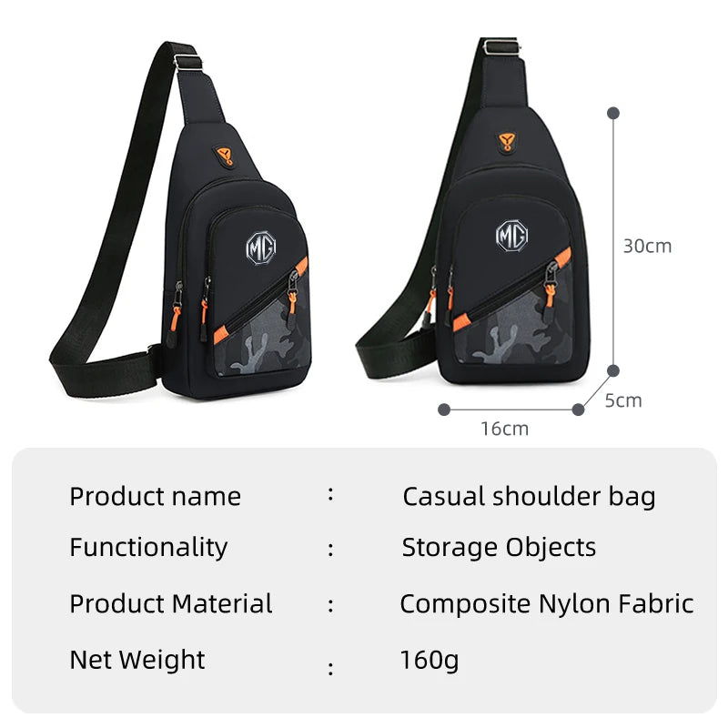 Car Logo Camouflage Men Slanted Shoulder Bag Chest Crossbody Storage Bag For Morris Garages MG HS 2025 6 3 5 7 TF ZR ZS HS
