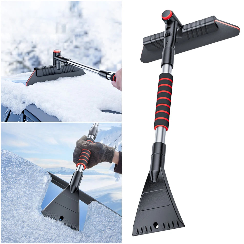 3 In 1 Extendable Ice Scraper Multifunctional Detachable Snow Brush Front Windshield Ice Scraping Defrost Broom Car Accessories