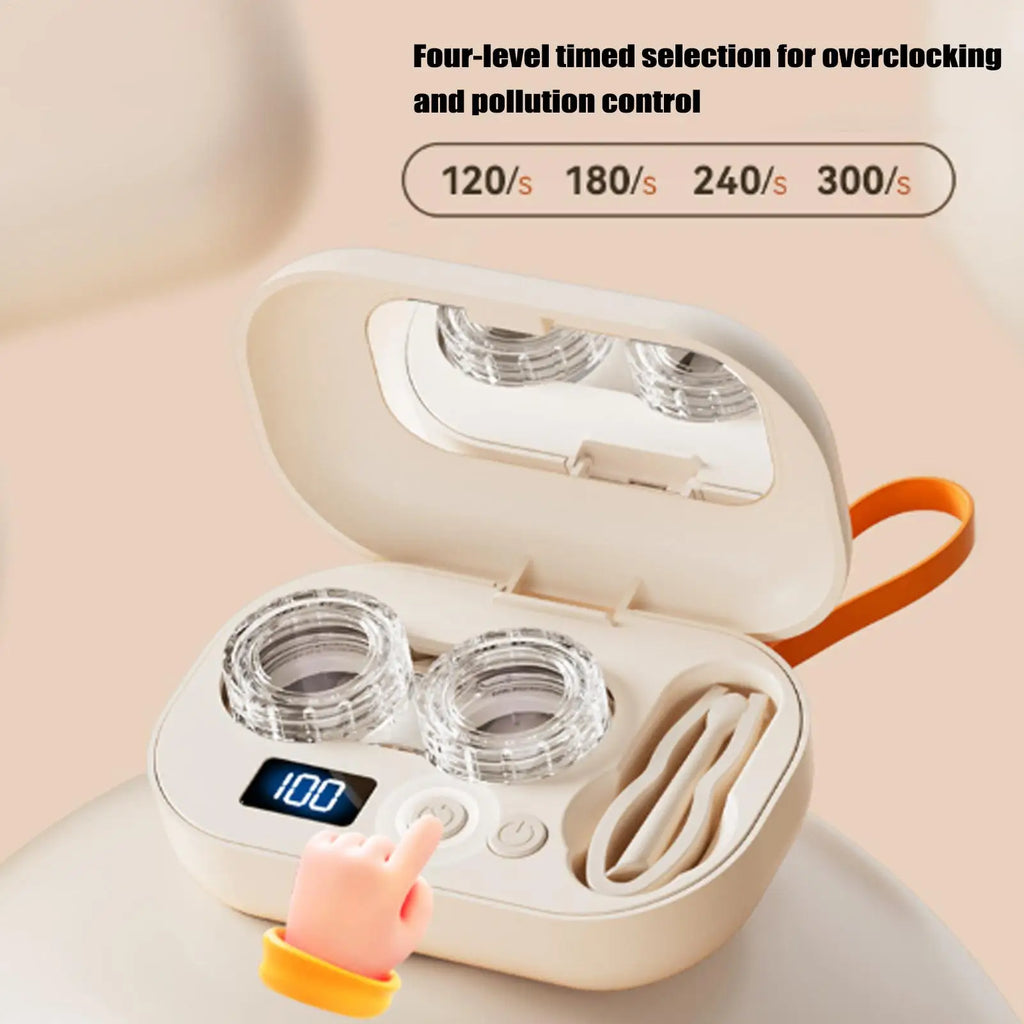 Ultrasonic Contact Lens Cleaning Machine Mini Electric Contact Lens Cleaner Compact Deep Cleaning Device Machine For Travel