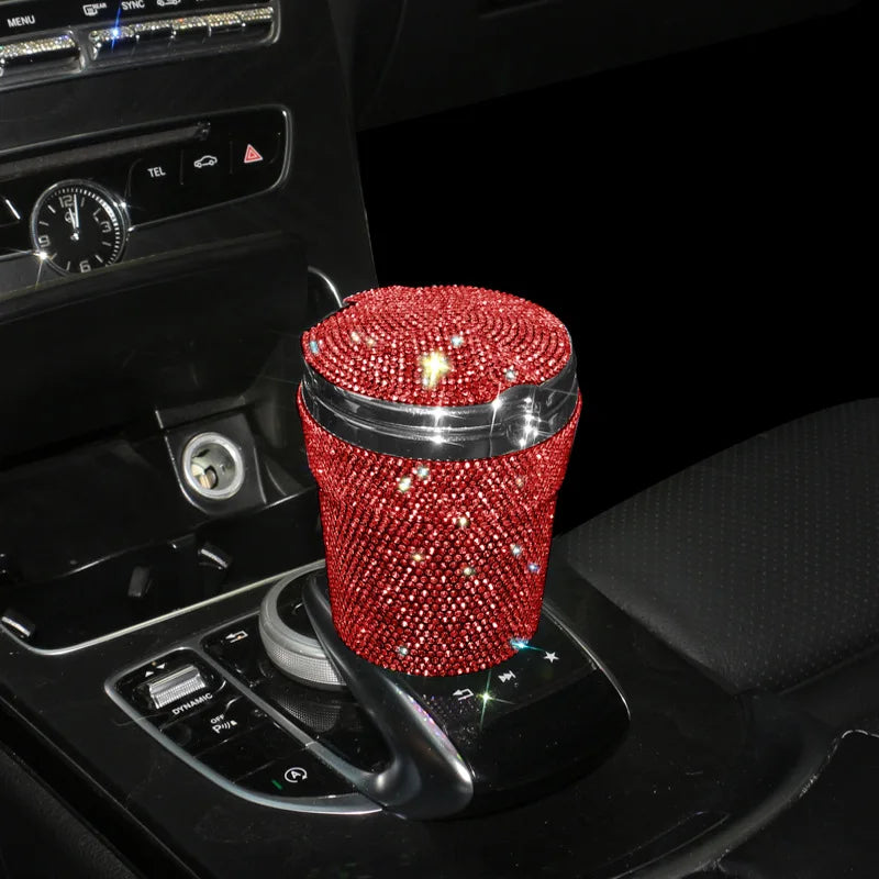 Car Ashtray Auto Portable Bling Cigarette Smokeless With LED Light Indicator Car Accessories for Women재떨이