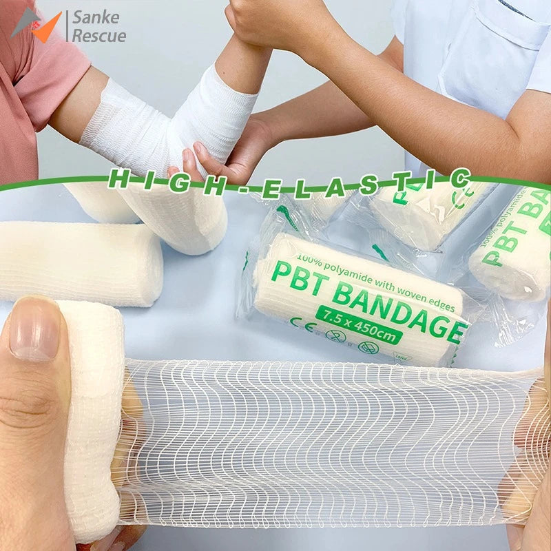 10pcs Elastic Bandages Cotton Core First Aid Absorbent Pads for Wound Dressing PBT Medical Emergency Safety Protection Kit