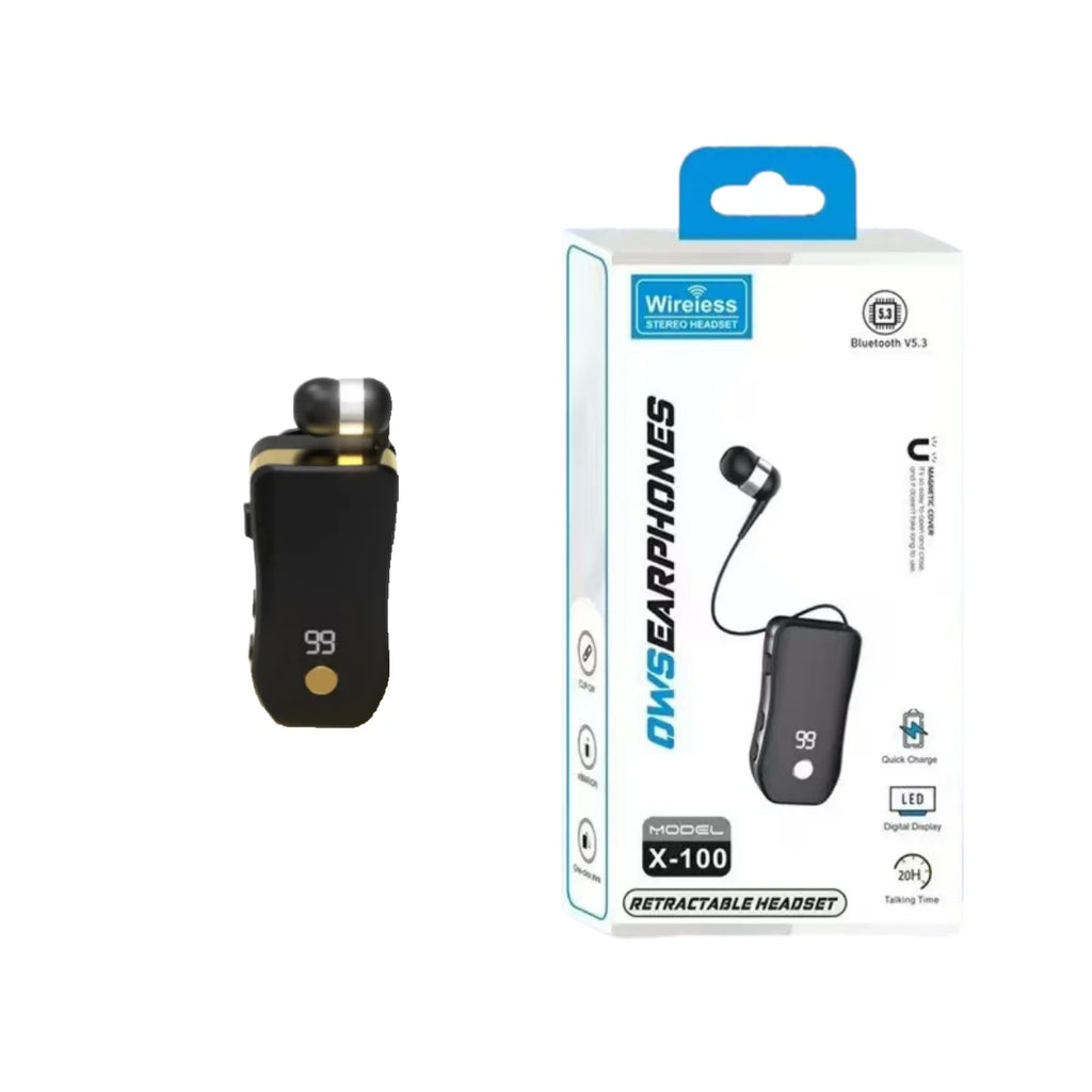 X100 pk K55 lavalier business Bluetooth 5.3 earphones with 20 hours of talk/music time, retractable cable neck clip Bluetooth