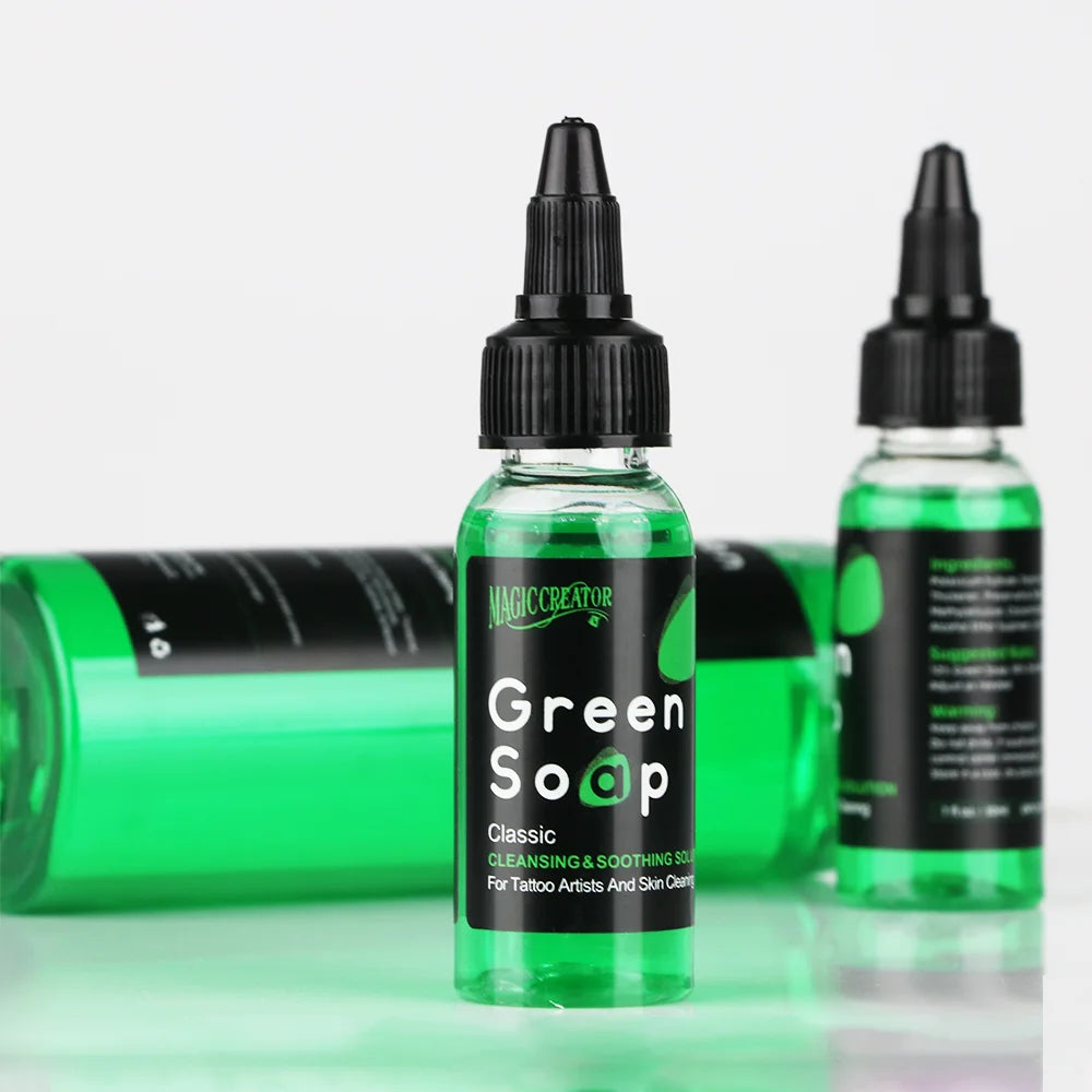 Tattoo Cleaning Soap Ink Tattoo Care for Fresh Tattoos Gentle Sulfate Free Tattoo Green Soap, Soothing Daily Wash for New Ink