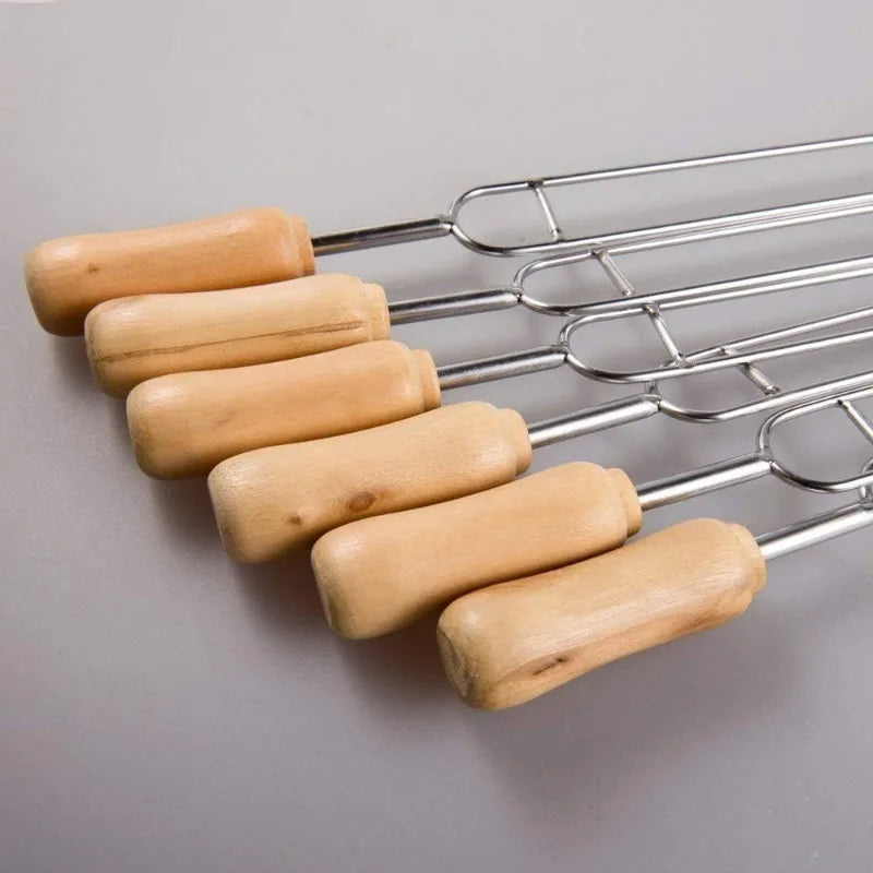 BBQ Metal Skewers for Grilling 6pcs ,Stainless Steel U-Shaped Barbecue Brazing Fork Needle Grilling Skewers Bbq Grill Outdoor