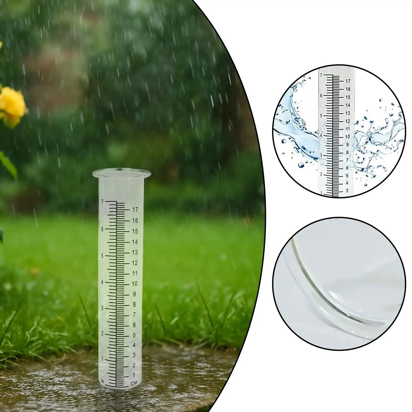 Rain Gauge Outdoor Rainwater Gauge with Scale for Deck Pathway Decoration