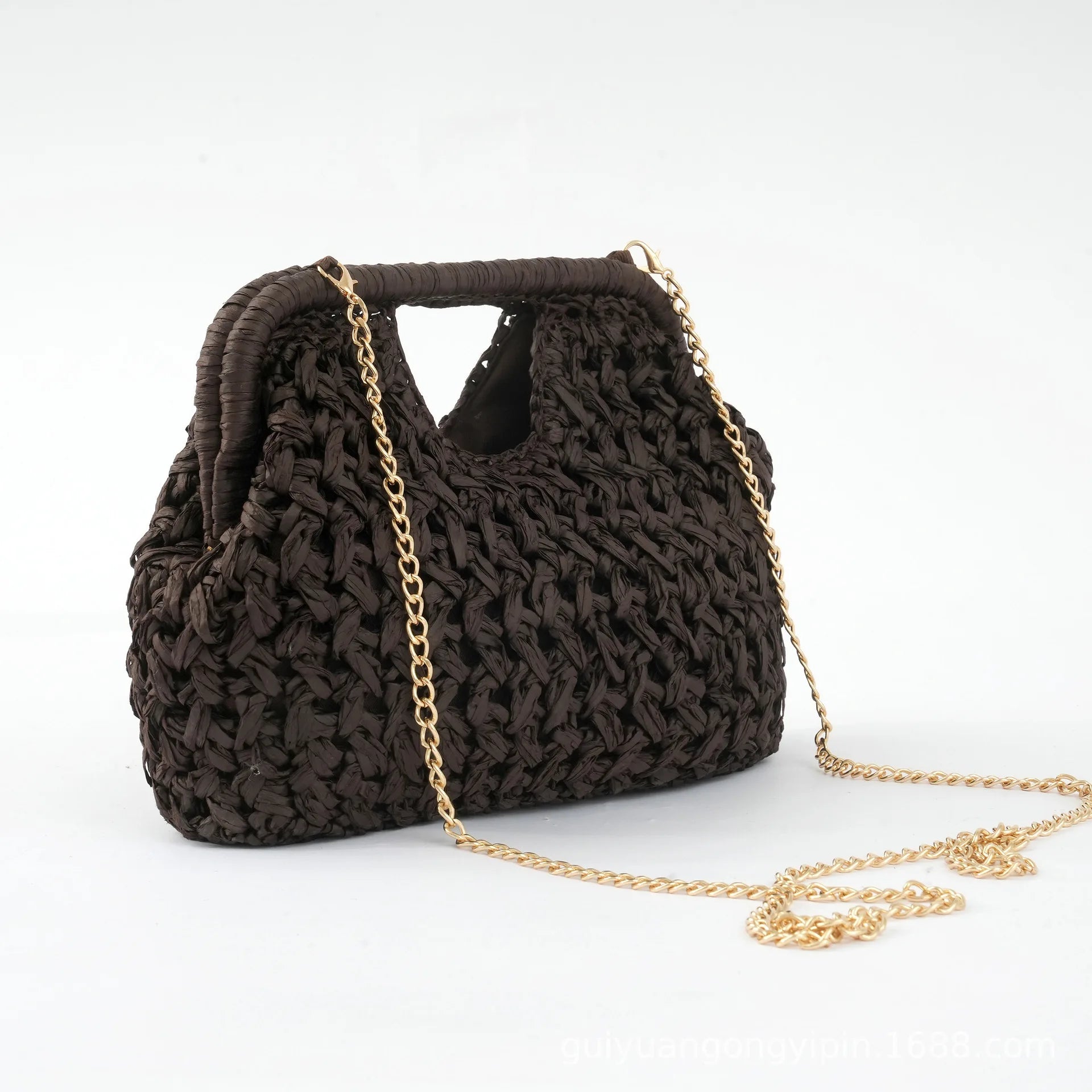 New Hollow Woven Bag Straw Clip Bag for Women Clutch Purse Crossbody Clip Bag Niche Summer