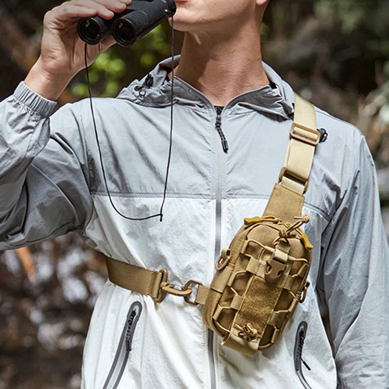 Tactical Sling Front Chest Bag Outdoor Water Bottle Pouch Hiking Trekking Phone Crossbody Climbing Shoulder Backpack Fanny Pack