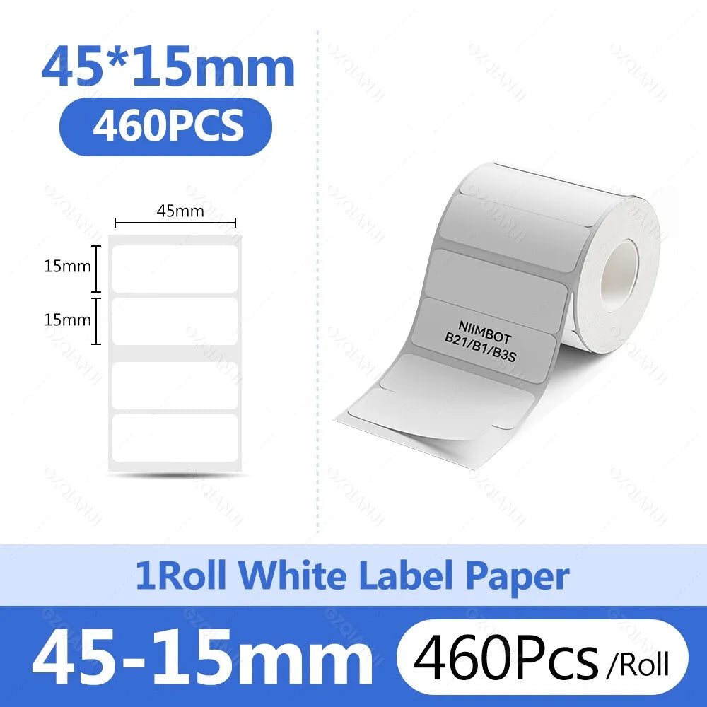 Niimbot B1 White Sticker Waterproof Paper Adhesive Nail Label Anti-Oil For B21 B31 Mini Portable Thermal Printer Tape More Size