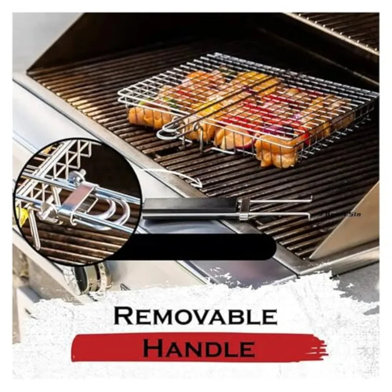Portable Barbecue Row Folding Stainless Steel Barbecue Net Plate Grilled Fish Vegetables Shrimp Barbecue Net Cooking Accessories
