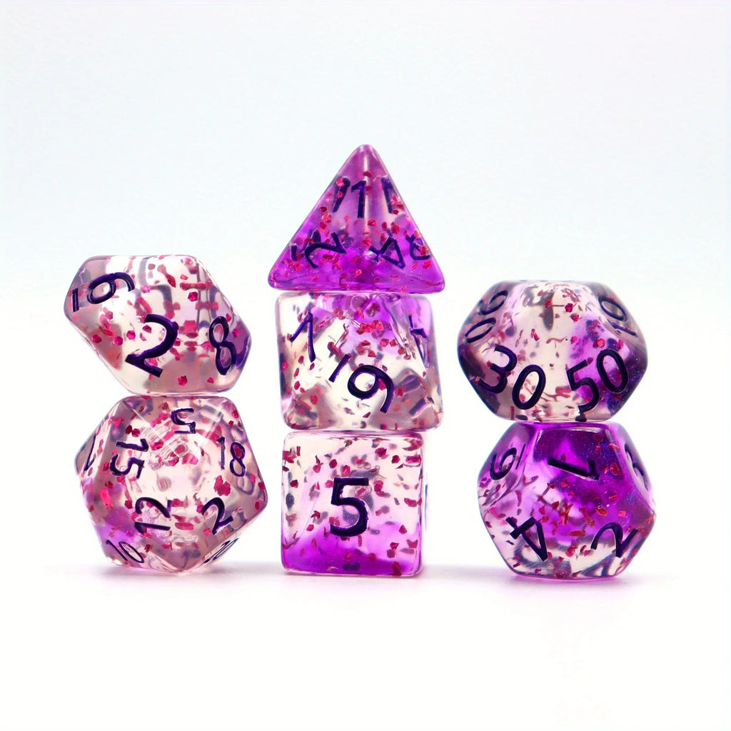 7pcs Set Crystal Style DND Dice Set, Polyhedral Table Game Dice Role-Playing RPG Dice With Box
