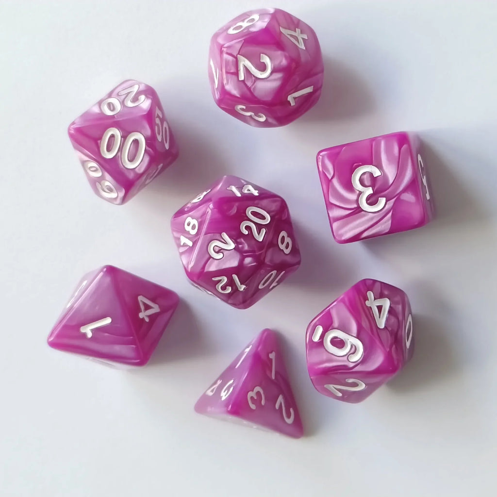 7pcs/set Colorful Pearl Pattern Polyhedral Dice Number Dice Kit for DND PRTG RPG Running Team Table Board Game Dnd Dice Set