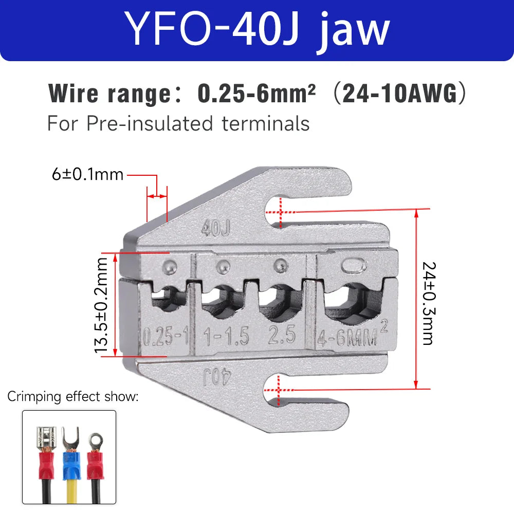 1 Pcs Crimping Jaws YFO 9 Inch Crimping Pliers Interchangeable Crimping Die For Tube/Insulated/Bare Terminals Replacement Die